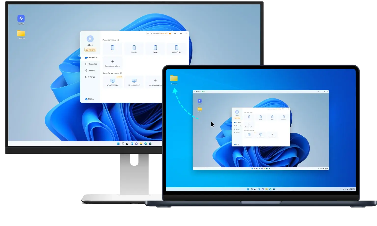 secure file transfer between devices by OSLink
